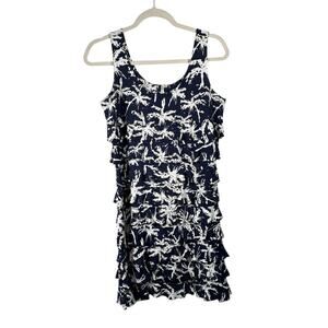 Lulu-B Navy and White Palm Print Mini Dress